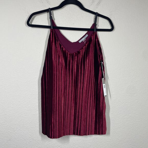 Tart Collection Size Small Maren Cami Pleated Accordion Top Deep Red Sleeveless - Picture 2 of 8